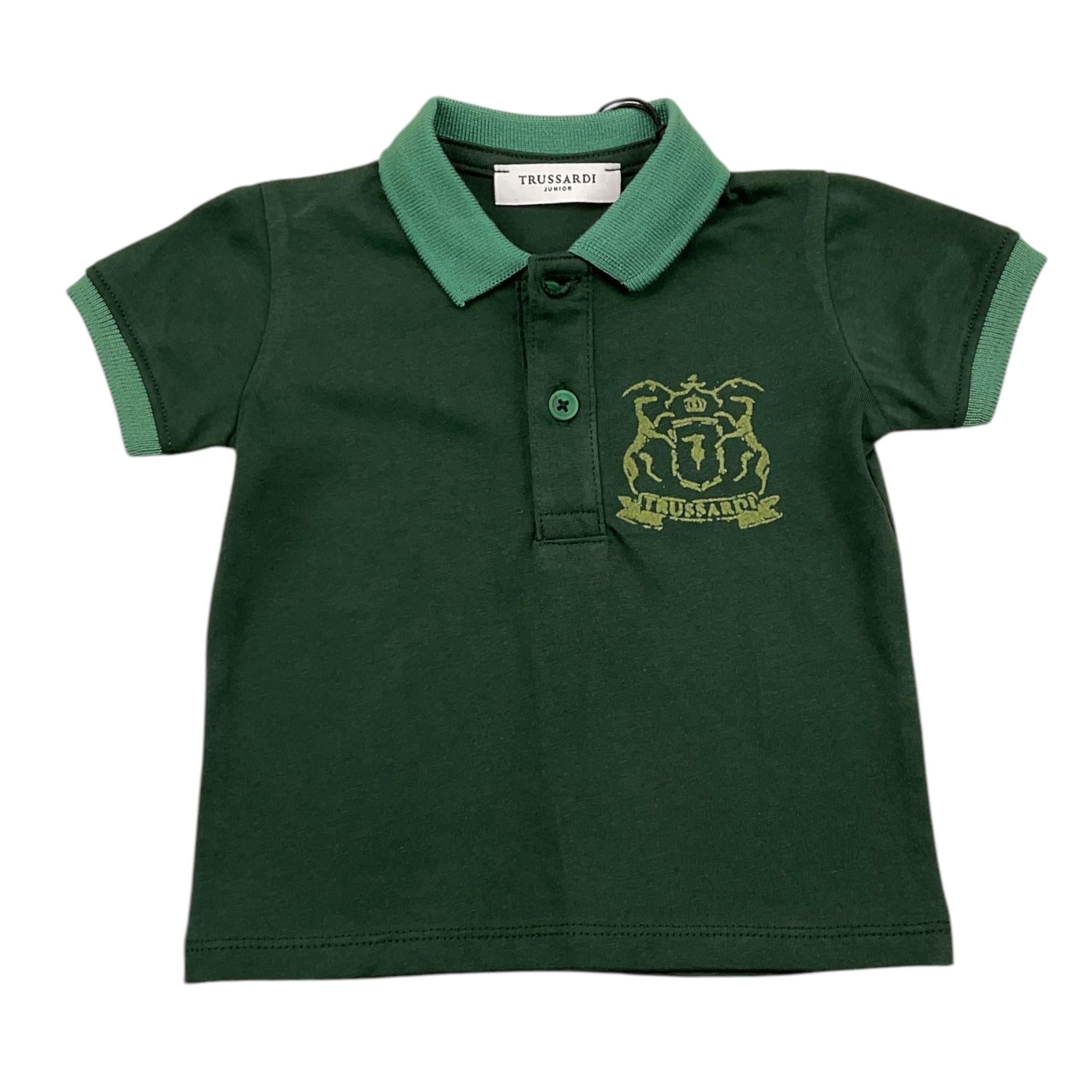 TRUSSARDI polo tinta unita con stampa Verde per Neonato TIA25139P VERDE TRUSSARDI 