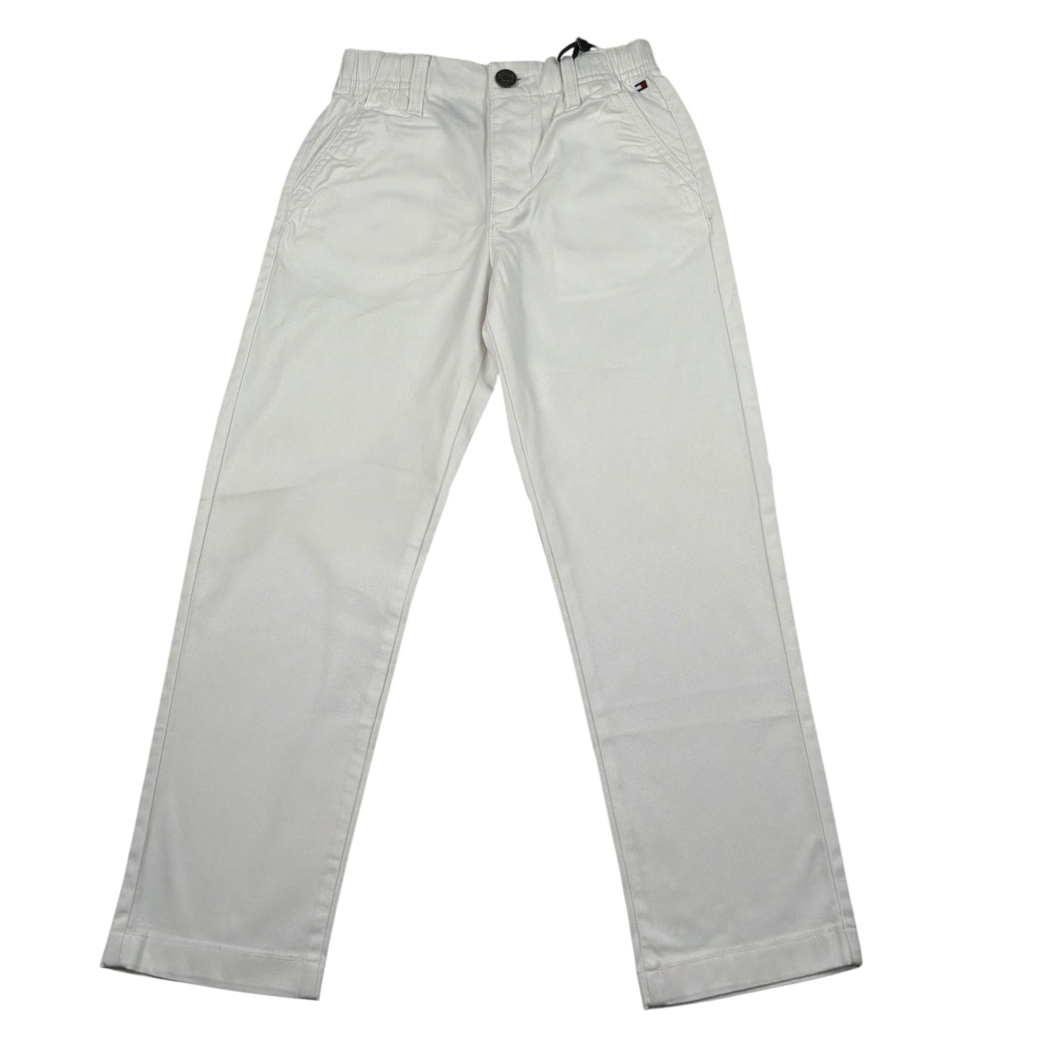 Tommy Hilfiger Pantalone tinta unita con Girovita Regolabile Bianco per Bambino KB0KB008946 BIANCO TOMMY HILFIGER 