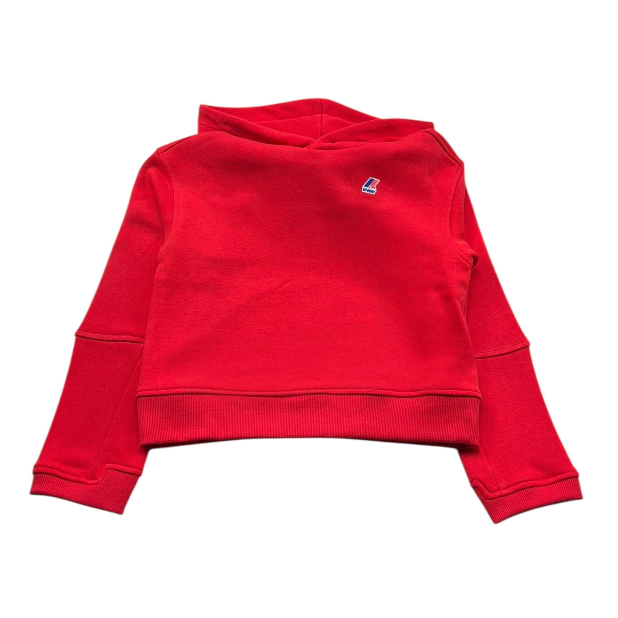 K-Way Felpa con Cappuccio Tinta Unita con Logo per Bambino K2142QW ROSSO K-WAY 