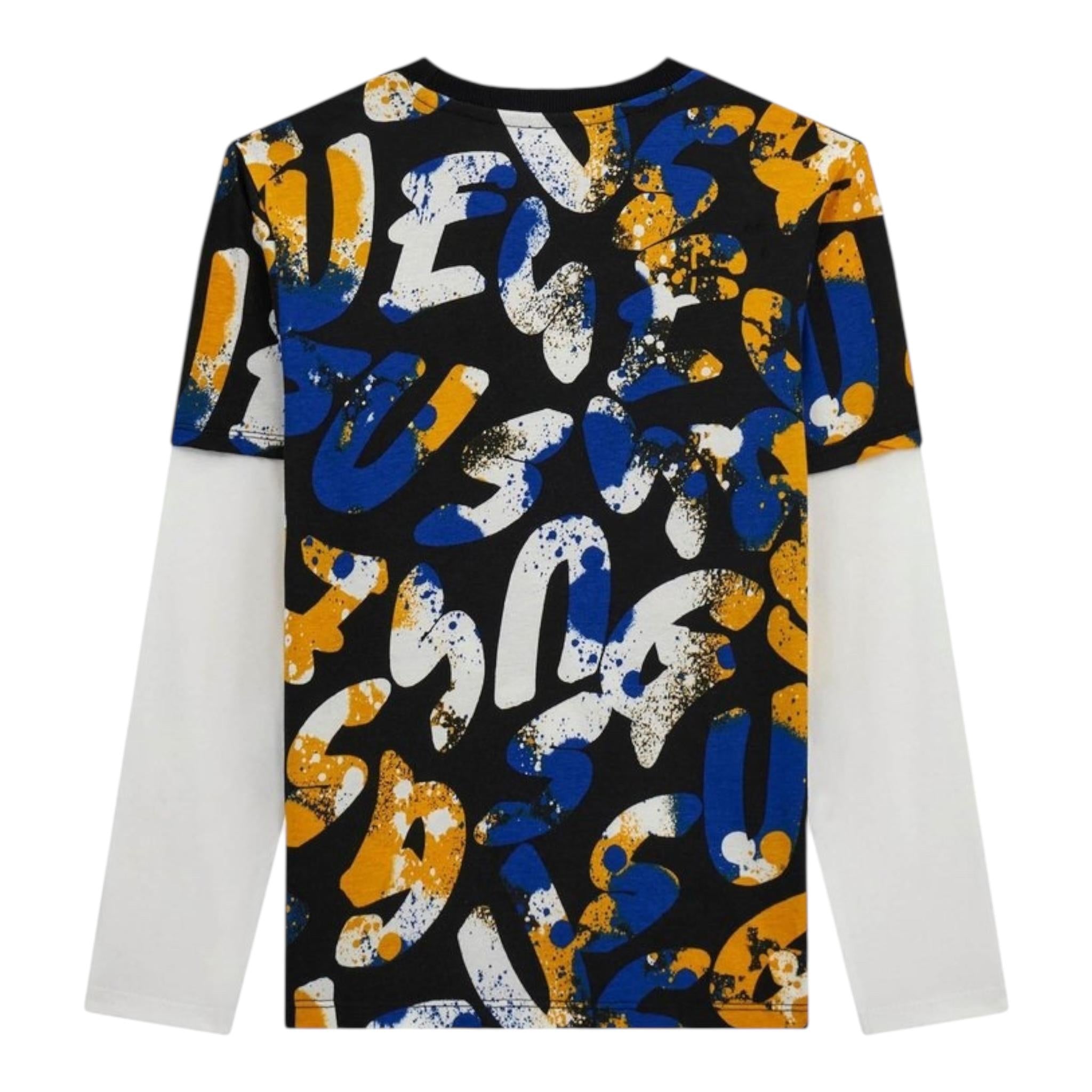 GUESS shirt stampa fantasia con maniche in contrasto Nero per Bambino L4YI05K8HM3 NERO GUESS 