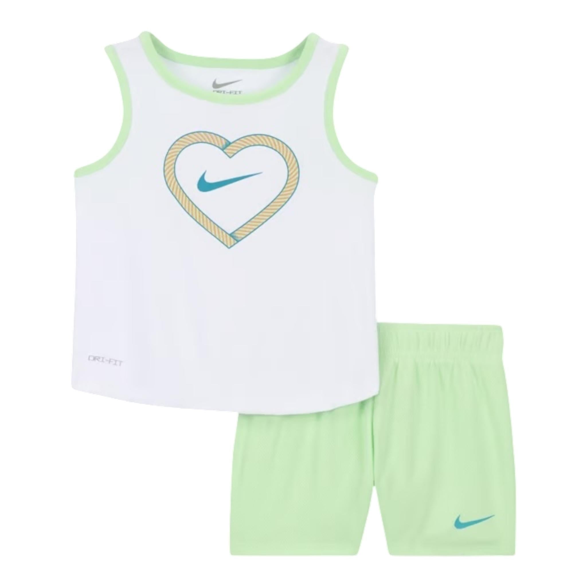 Nike Complet 2 Pezzi Canotta-Bermuda per Bambina 36M001 BIANCO/VERDE NIKE 