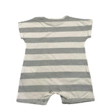 Petit Indi Pagliaccetto Bicolore Mezza Manica Con Fantasia A Righe Bianco/Grigio Per Neonato