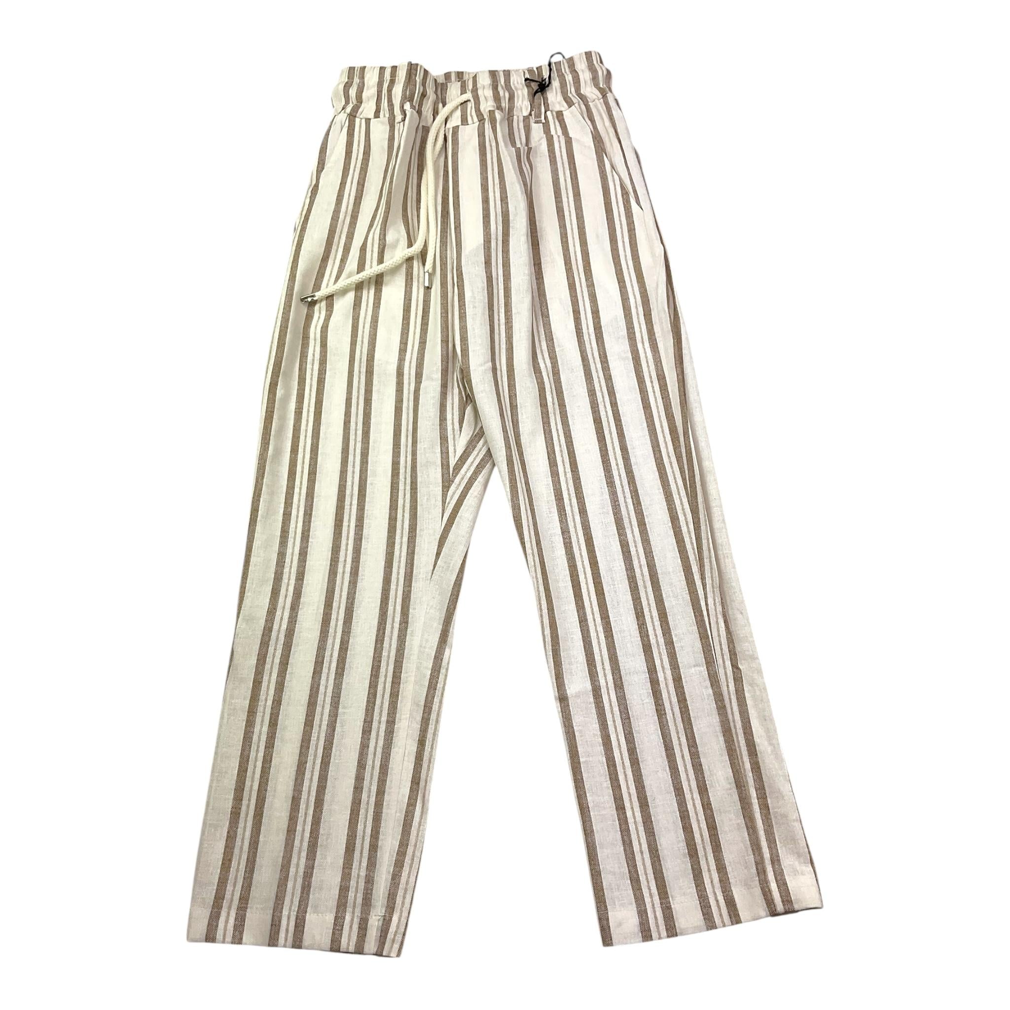 Never Too Pantalone Tinta Unita con Fantasia A Righe per Bambino NT1944R BIANCO NEVER TOO 