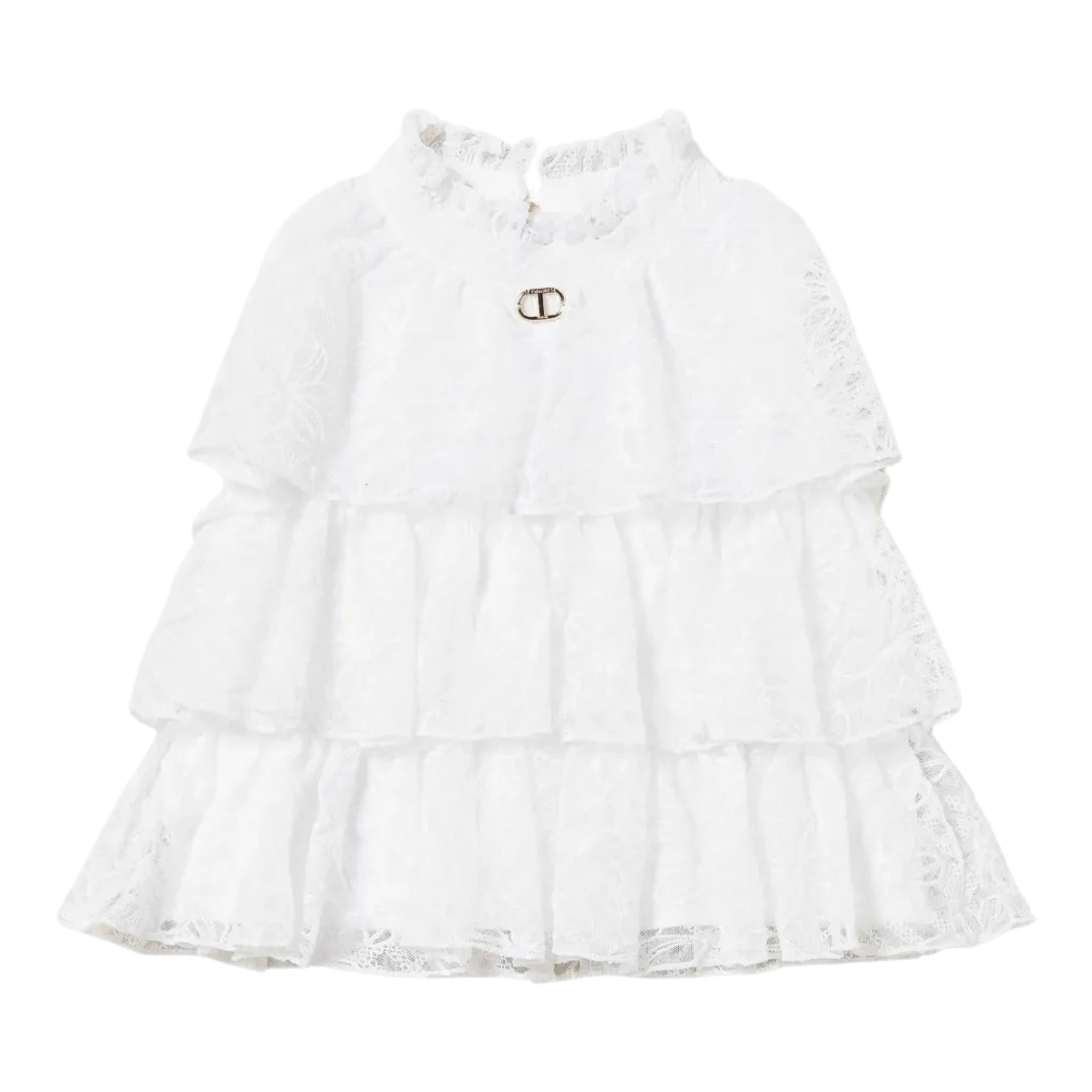 Twinset Camicia Tinta Unita Giromanica con Ricami per Bambina 251GJ2526 BIANCO TWINSET 