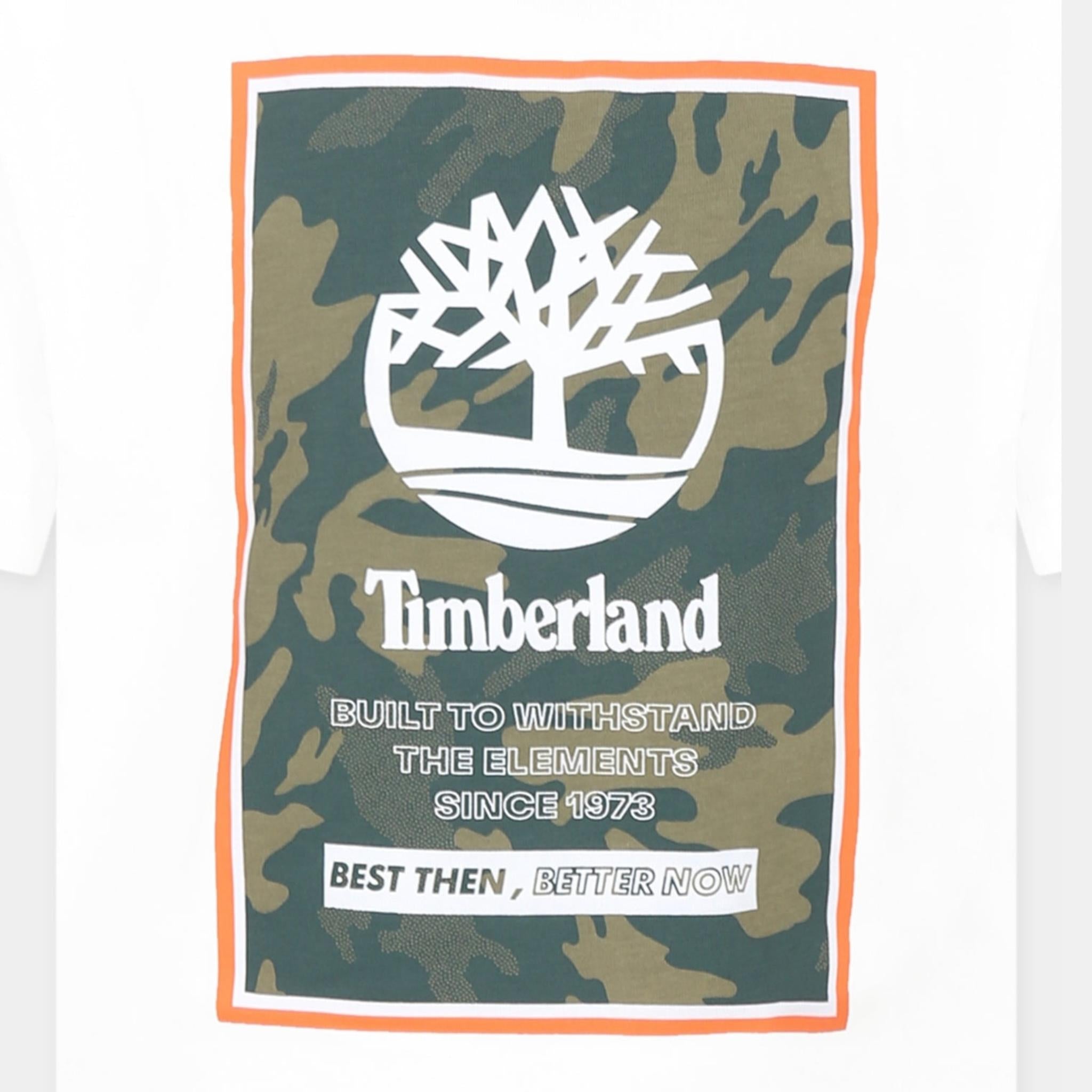 Timberland T-Shirt Girocollo Tinta Unita con Stampa per Bambino T60427 BIANCO TIMBERLAND 