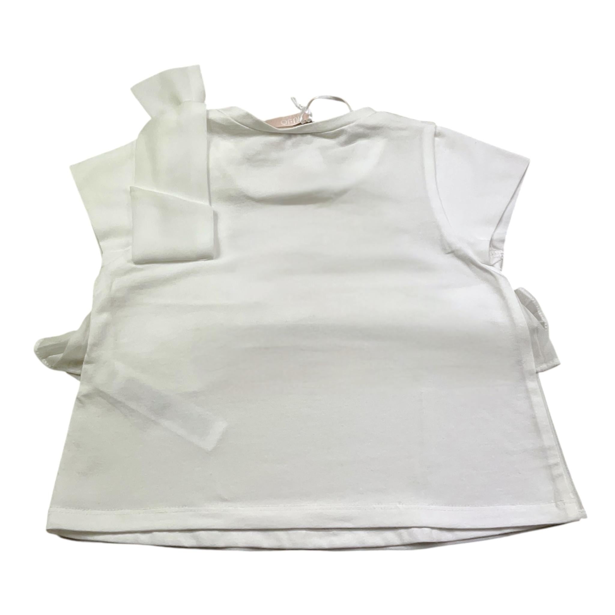 Liu Jo T-Shirt Tinta Unita Girocollo con Tulle per Bambina KA5134J BIANCO LIU JO 