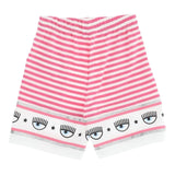Chiara Ferragni Short Bicolore Con Fantasia A Righe Bianco/Fuxia Per Neonata