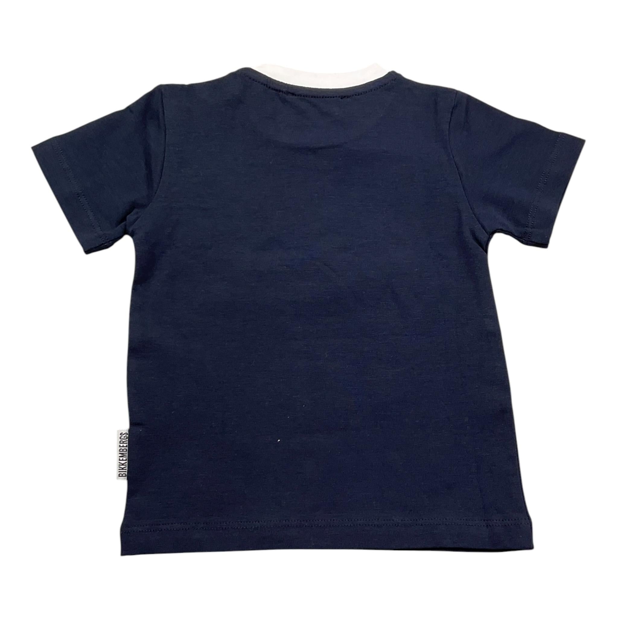 Bikkembergs T-Shirt Girocollo Tinta Unita con Logo per Neonato BK170 BLU BiKKEMBERGS 
