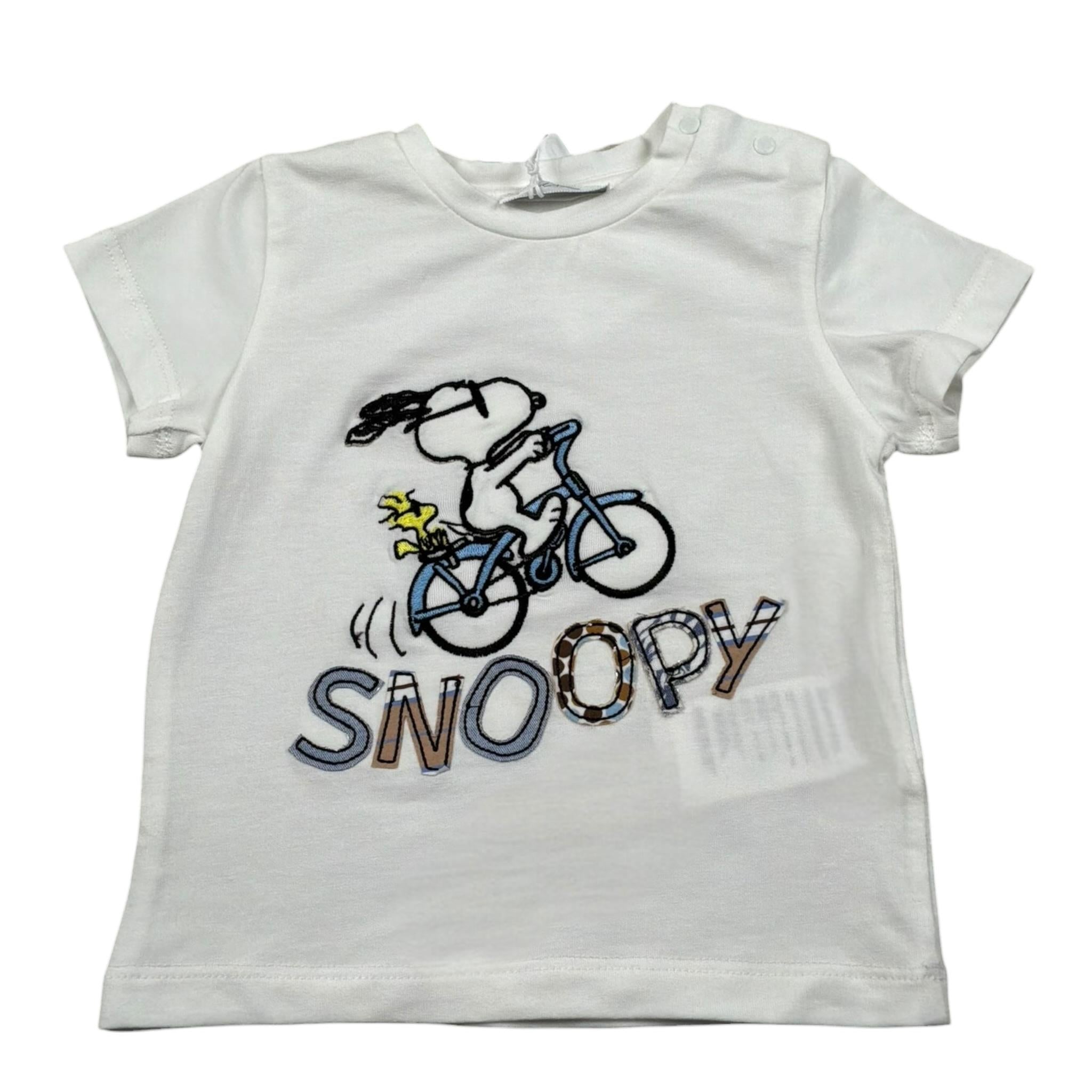 M+E' T-Shirt Girocoll Tinta Unita con Ricami per Neonato UEM0285 BIANCO M+E' 