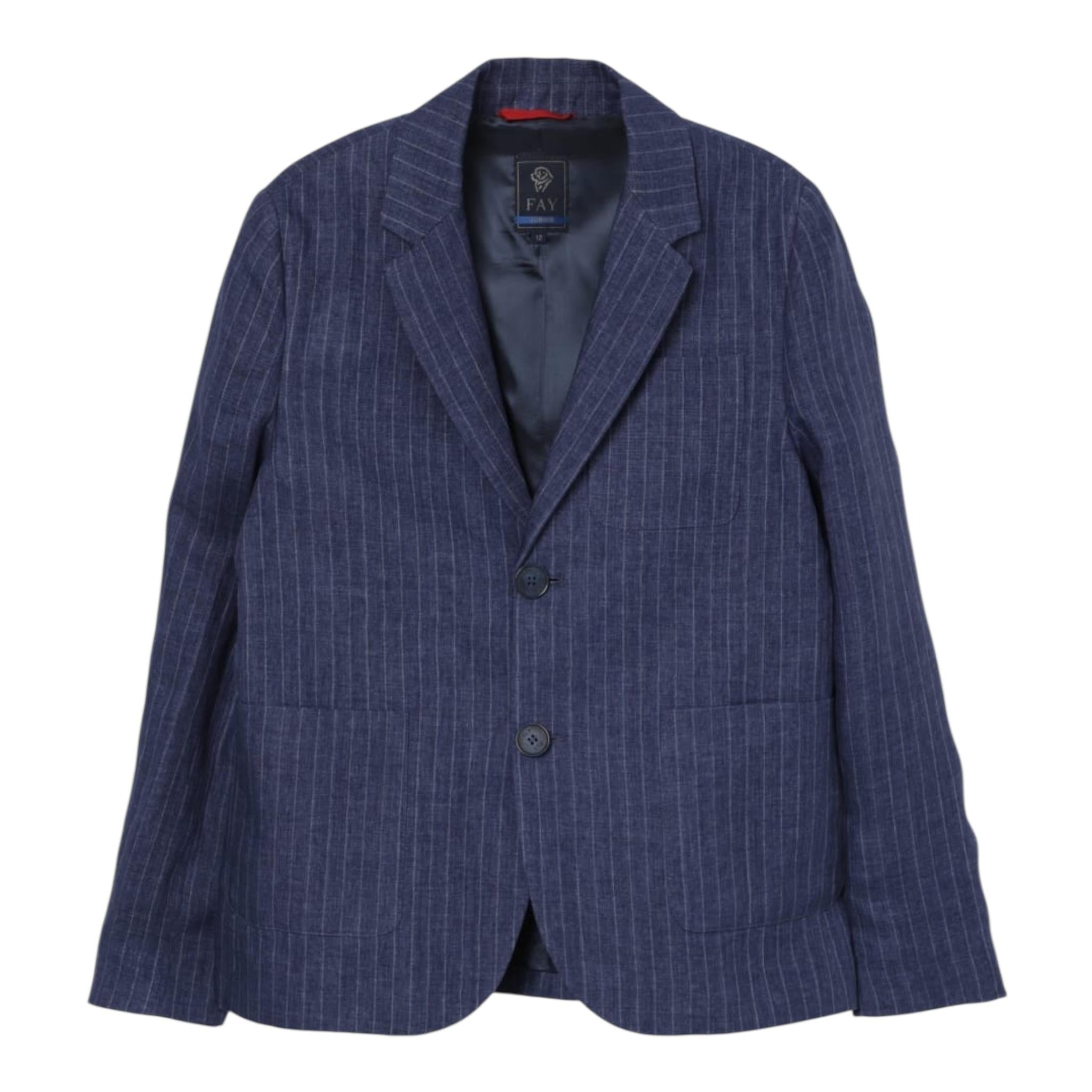 Fay Giacca Tinta Unita con Fantasia A Righe per Bambino FW2Q04 BLU FAY 