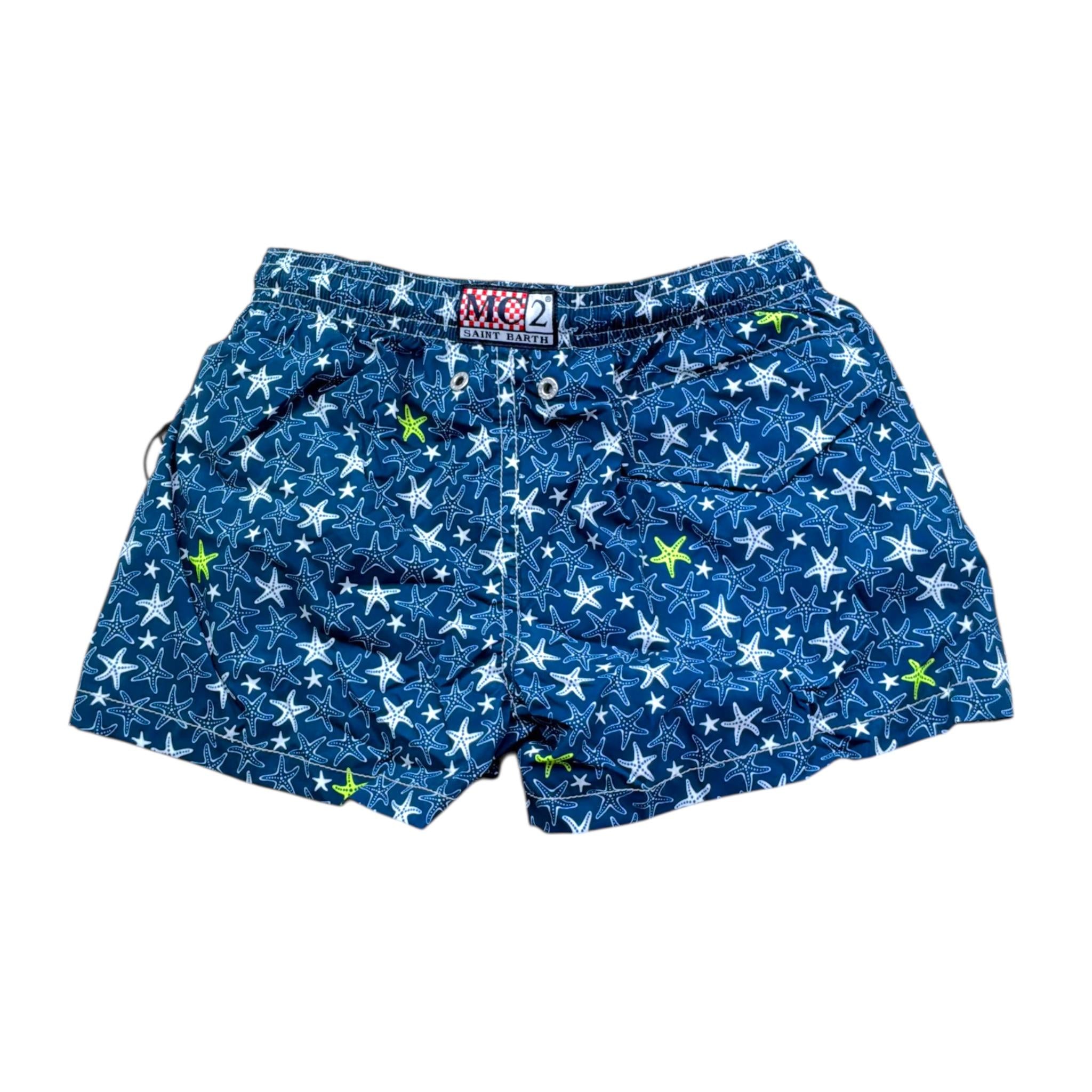 Saint Barth Cstume Modello Boxer Tinta Unita con Stampa per Bambino JEA0022JESNMA BLU SAINT BARTH 