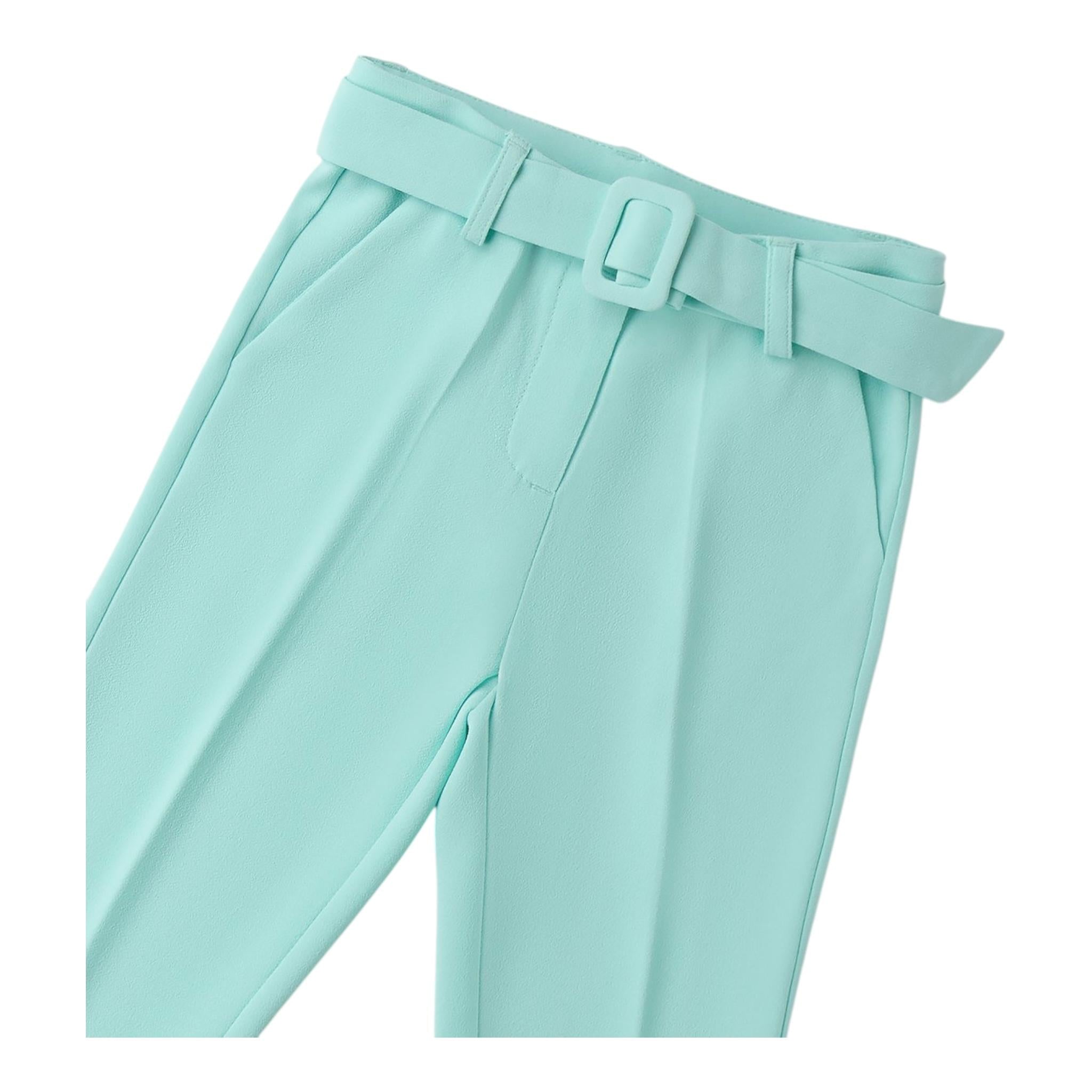 Sarabanda Pantalone Tinta Unita con Cintura per Bambina 0B320 VERDE ACQUA SARABANDA 