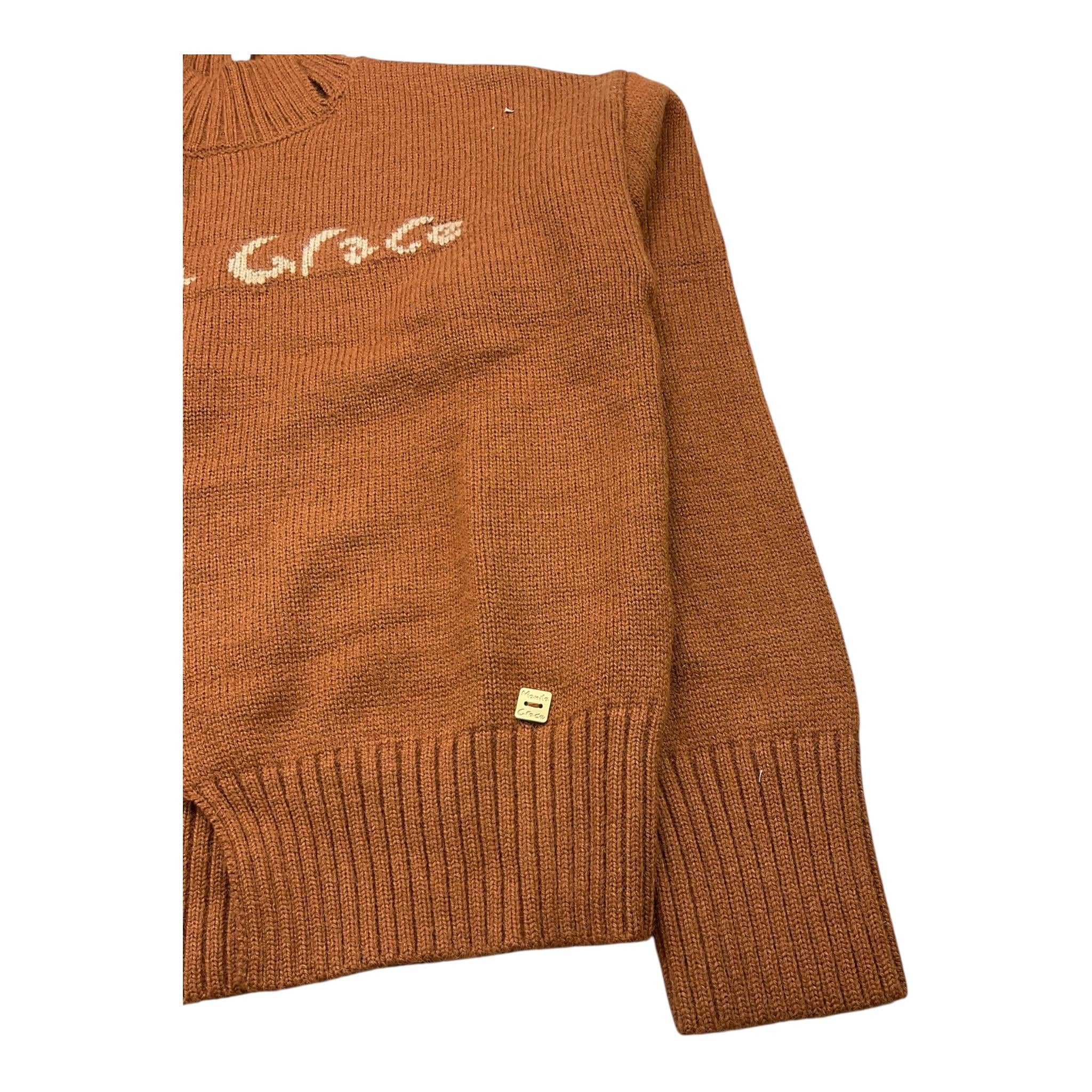 MANILA GRACE maglia mezzocollo tinta unita con logo Tabacco per Bambina MFJF24M168 TABACCO MANILA GRACE 