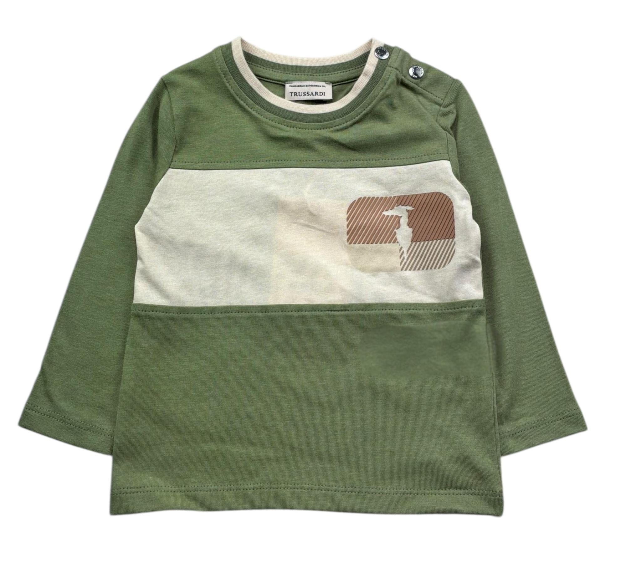 Trussardi Shirt Girocollo Tinta Unita con Logo per Neonato TIP26071TS VERDE TRUSSARDI 