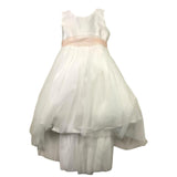 Bella Brilli Abito Cerimonia Giromanica Tinta Unita Con Tulle Bianco Per Bambina