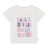 BillIEBLUSH t-shirt tinta unita girocollo con paillettes Bianco per Bambina U20493J BIANCO BillIEBLUSH 