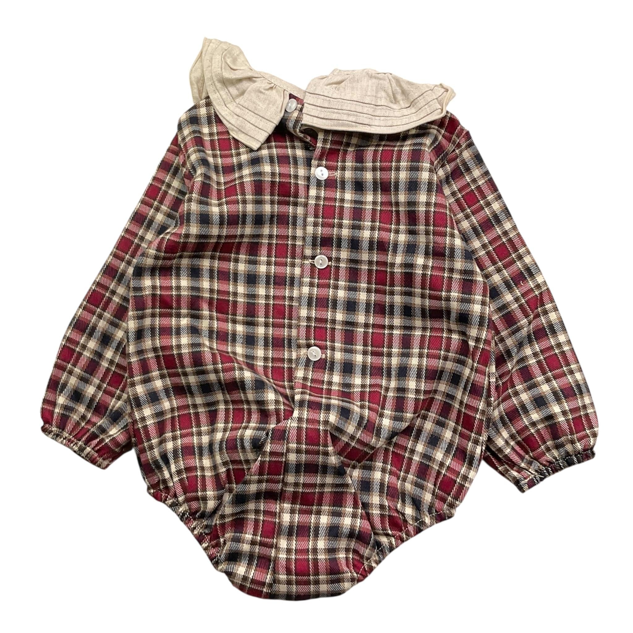 CALAMARO pagliaccetto tinta unita con fantasia a quadri Beige per Neonata 32461 BEIGE CALAMARO 