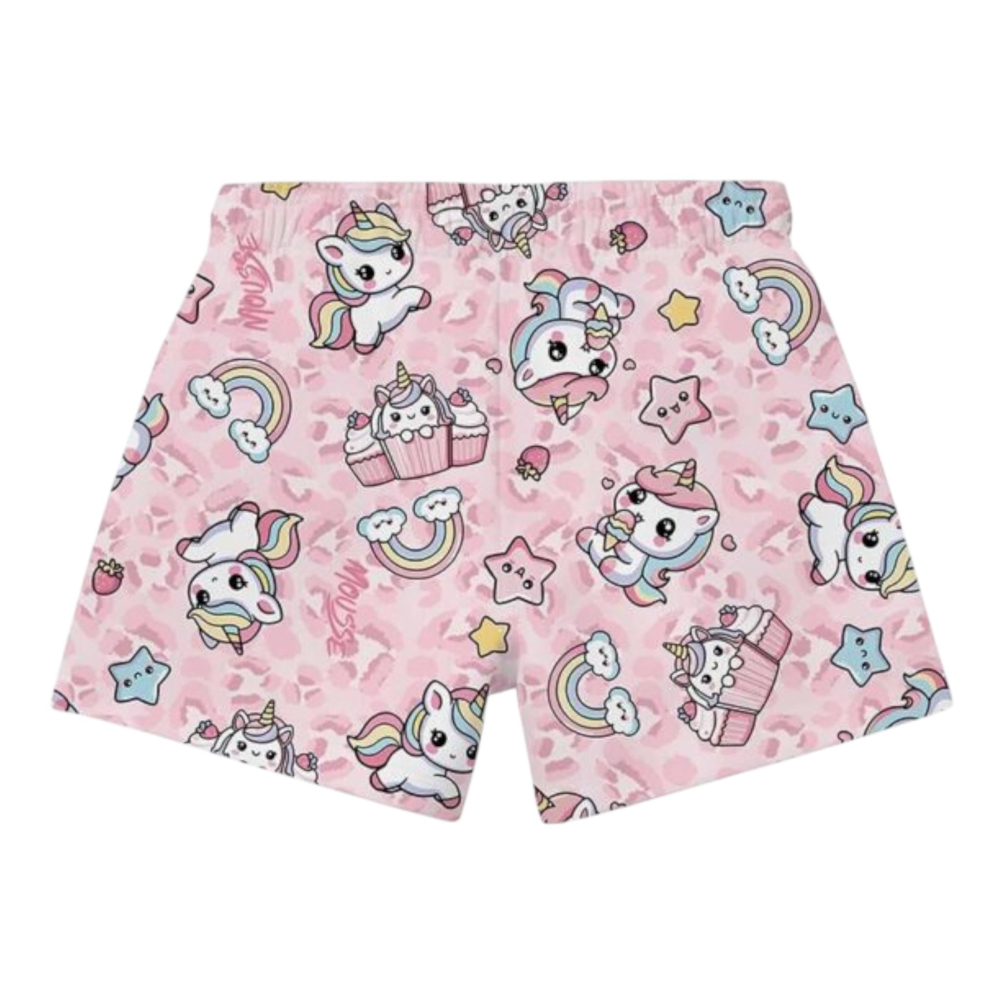 Mousse Short Tinta Unita con Fantasia per Neonata UNILEO ROSA MOUSSE 