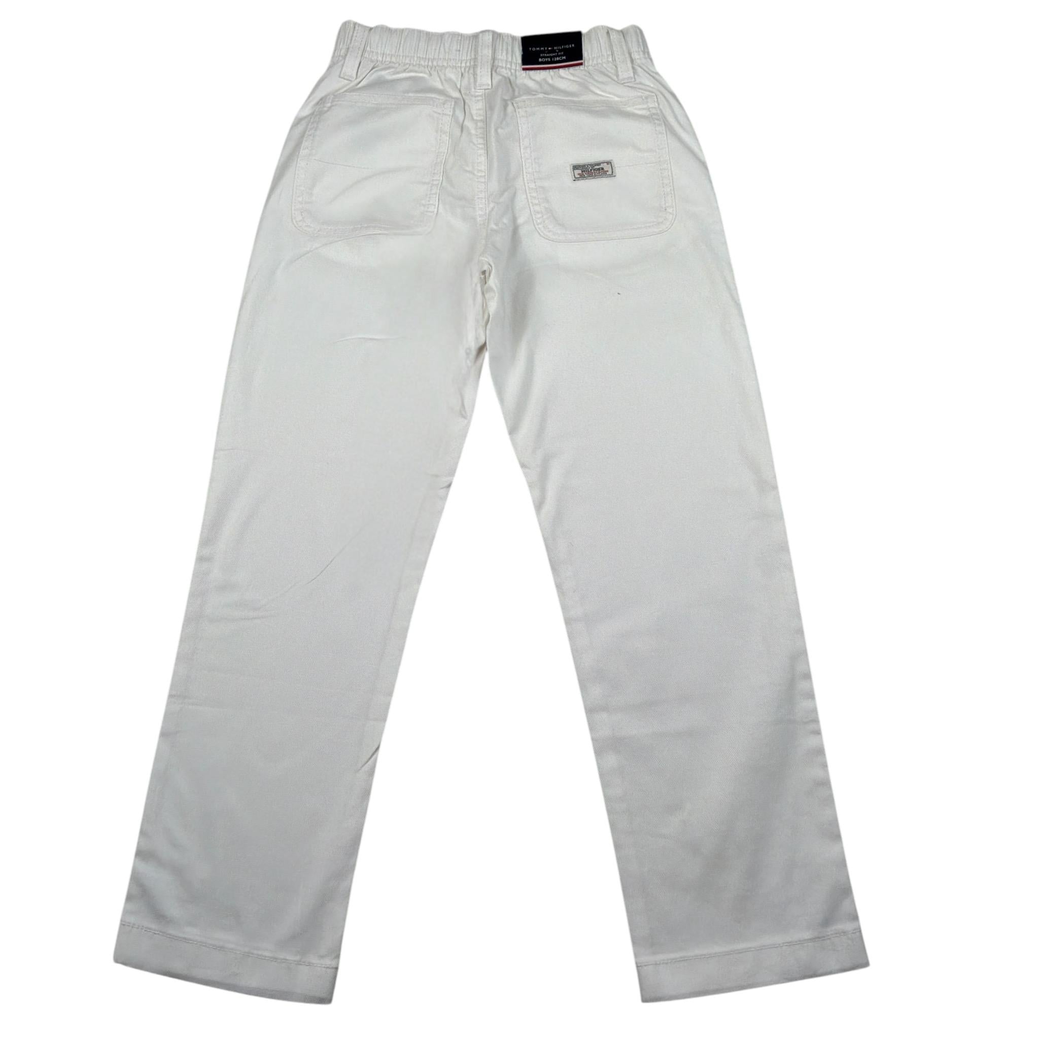 Tommy Hilfiger Pantalone tinta unita con Girovita Regolabile Bianco per Bambino KB0KB008946 BIANCO TOMMY HILFIGER 