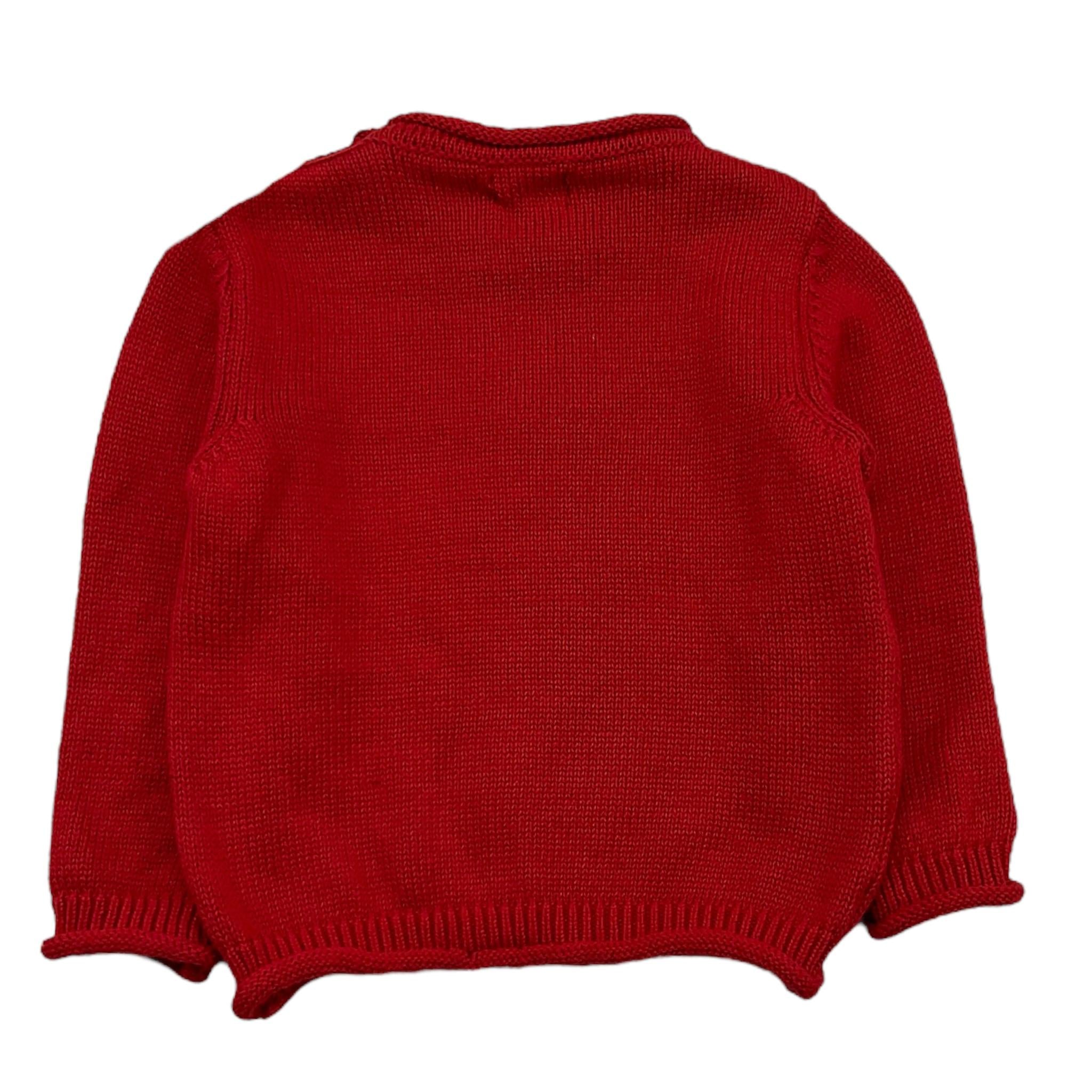 LALALU' maglia girocollo tinta unita con ricami Rosso per Neonato MGL05L ROSSO LALALU' 