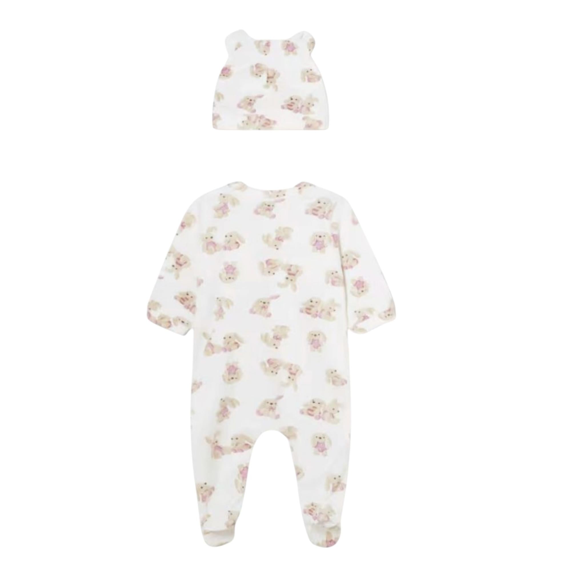 Mayoral Set Tutina Tinta Unita-Cappello con Stampa per Neonata 1721 BIANCO MAYORAL 