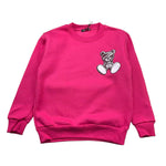 BRAND NAME felpa chiusa girocollo tinta unita con stampa Fuxia per Bambina BN351S FUXIA BRAND NAME 