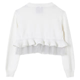 Simonetta Cardigan Tinta Unita Con Tulle Panna Per Bambina