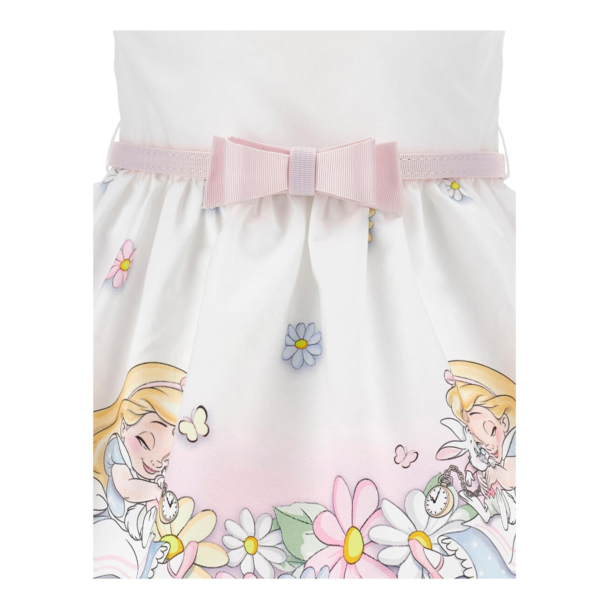 Monnalisa Abito Tinta Unita con Colletto E Stampa per Neonata 31E907 BIANCO MONNALISA 