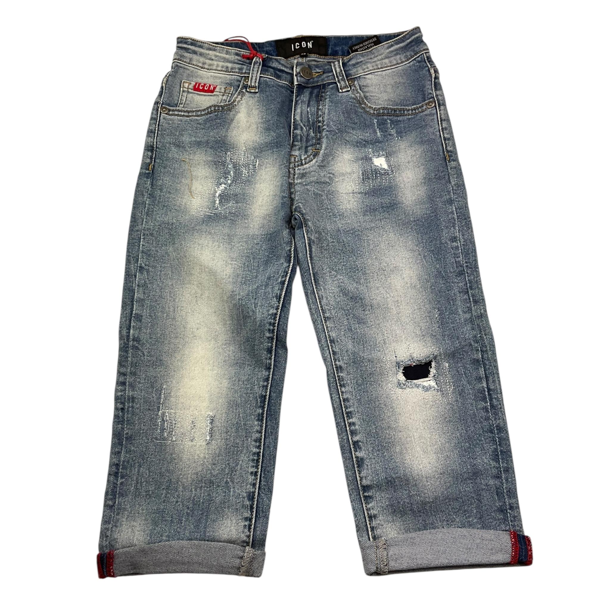 Icon Jeans Tinta Unita con Girovita Regolabile per Bambino IBDT00453 AZZURRO ICON 