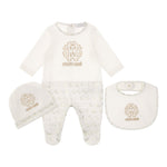 ROBERTO CAVALLI set 3 pezzi tutina-cappello-bavetta tinta unita Bianco per Neonata TJT822 BIANCO ROBERTO CAVALLI 
