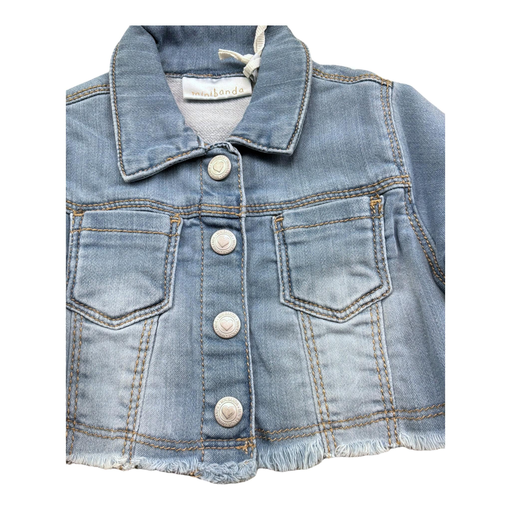 Minibanda Giubbino In Denim Tinta Unita per Neonata 36729 AZZURRO MINIBANDA 