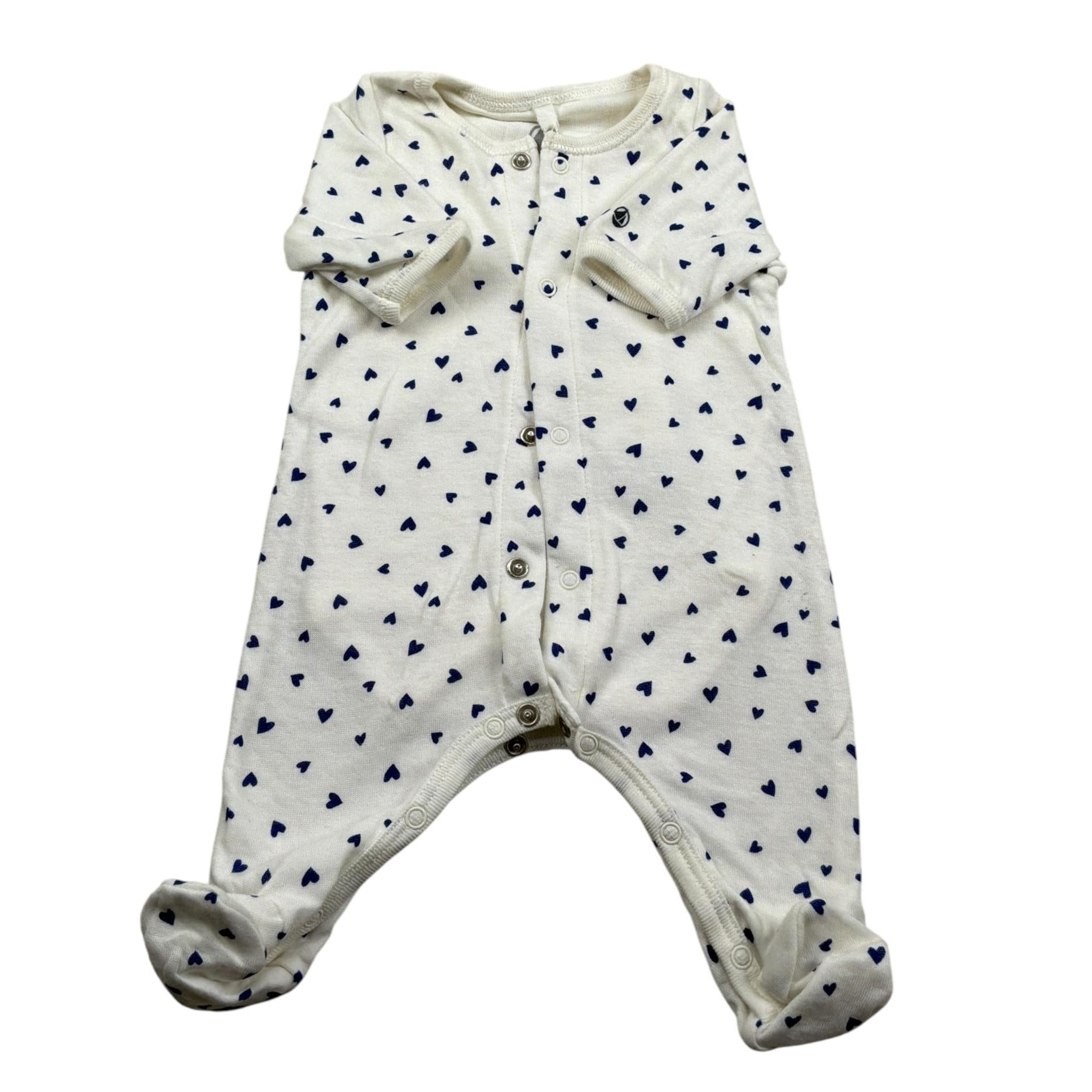 Petit Bateau Tutina Manica Lunga tinta unita Fantasia Cuori Panna per Neonata A087P01420 PANNA PETIT BATEAU 