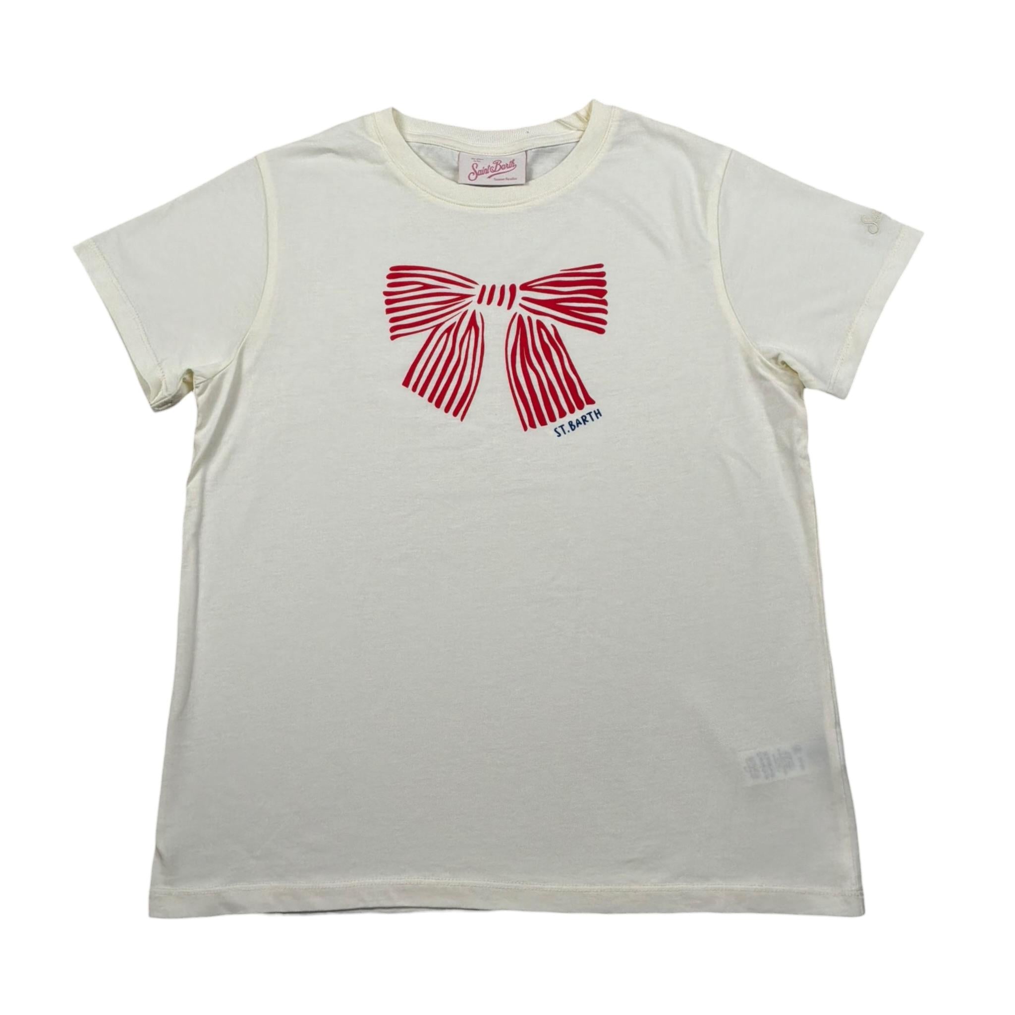 Saint Barth T-Shirt Girocollo Tinta Unita con Stampa per Bambina ELLY0001 PANNA SAINT BARTH 