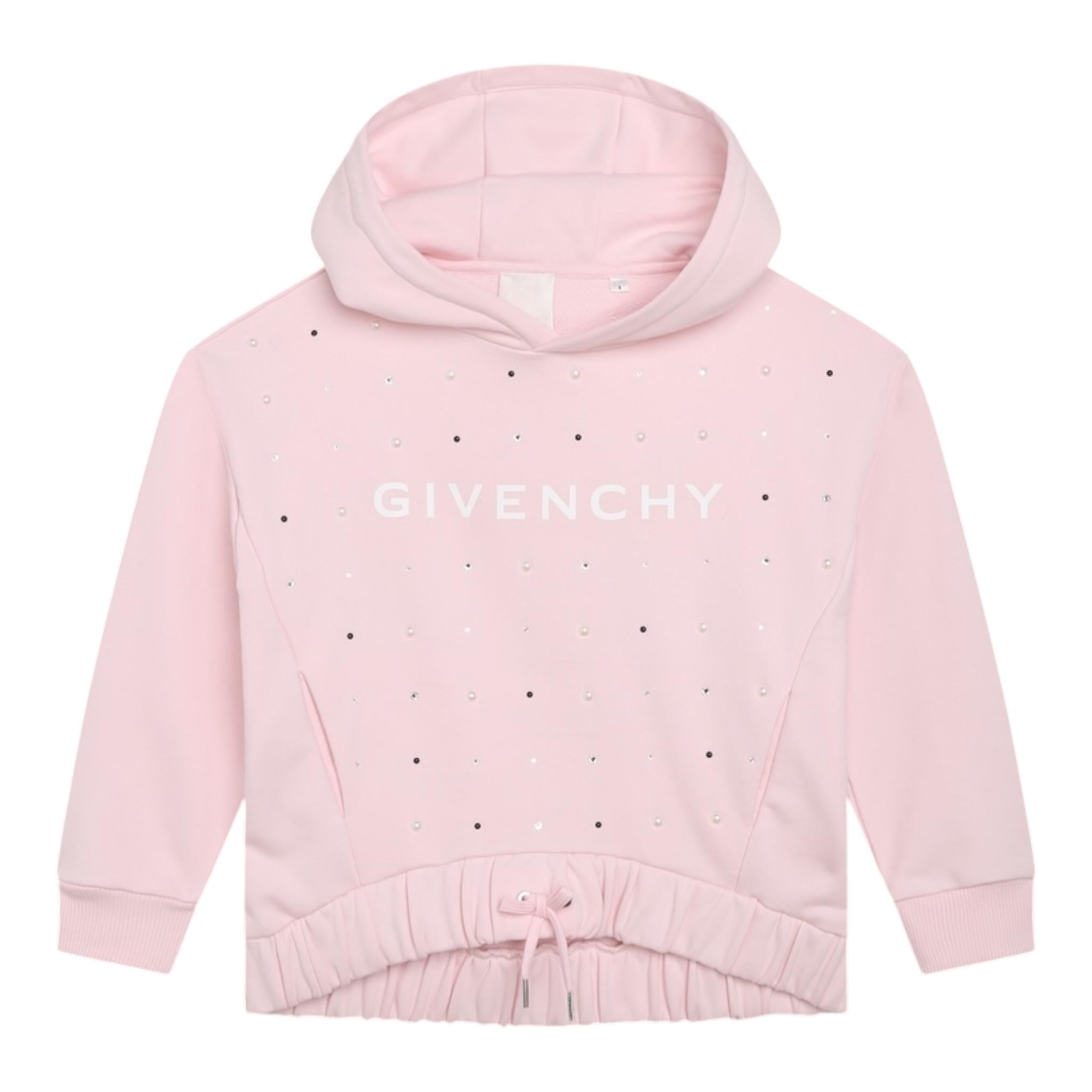 Givenchy Felpa Tinta Unita con Cappuccio per Bambina H15351 ROSA GIVENCHY 