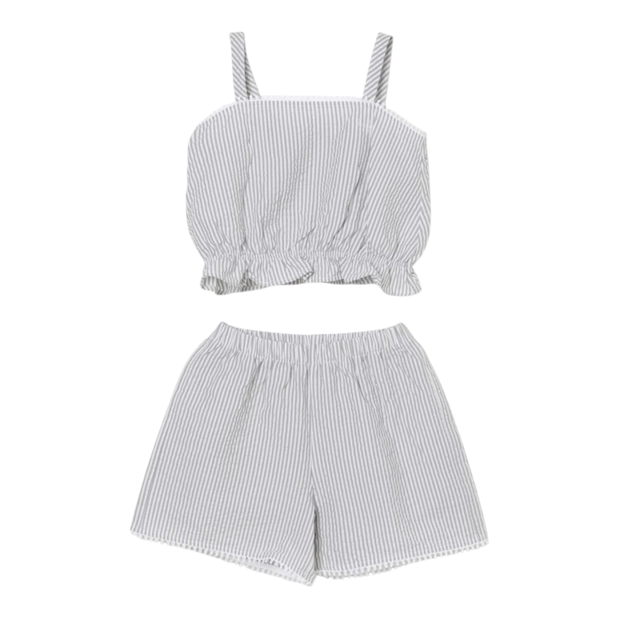 Il Gufo Completo 2 Pezzi Top-Short Fantasia A Righe per Bambina P25DP546C10800 BIANCO/GRIGIO IL GUFO 