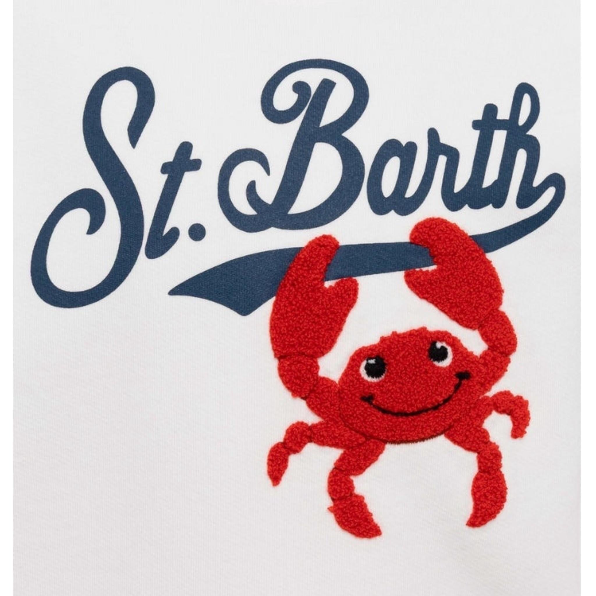 Saint Barth Felpa Girocollo Tinta Unita con Stampa per Neonato BOBB001N BIANCO SAINT BARTH 