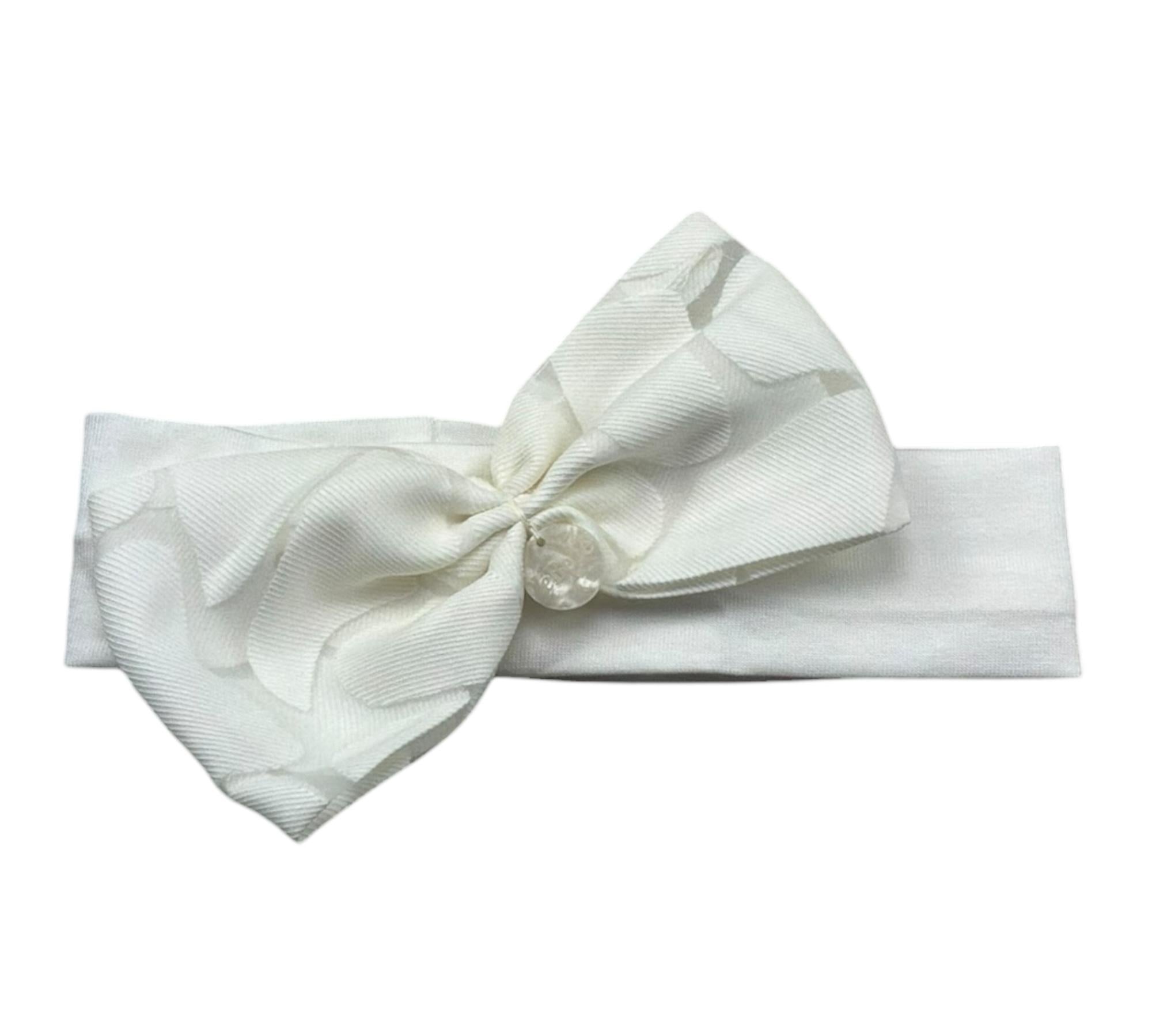 Le Bebe Fascia Capelli Tinta Unita per Neonata LBG6410 BIANCO LE BEBE 