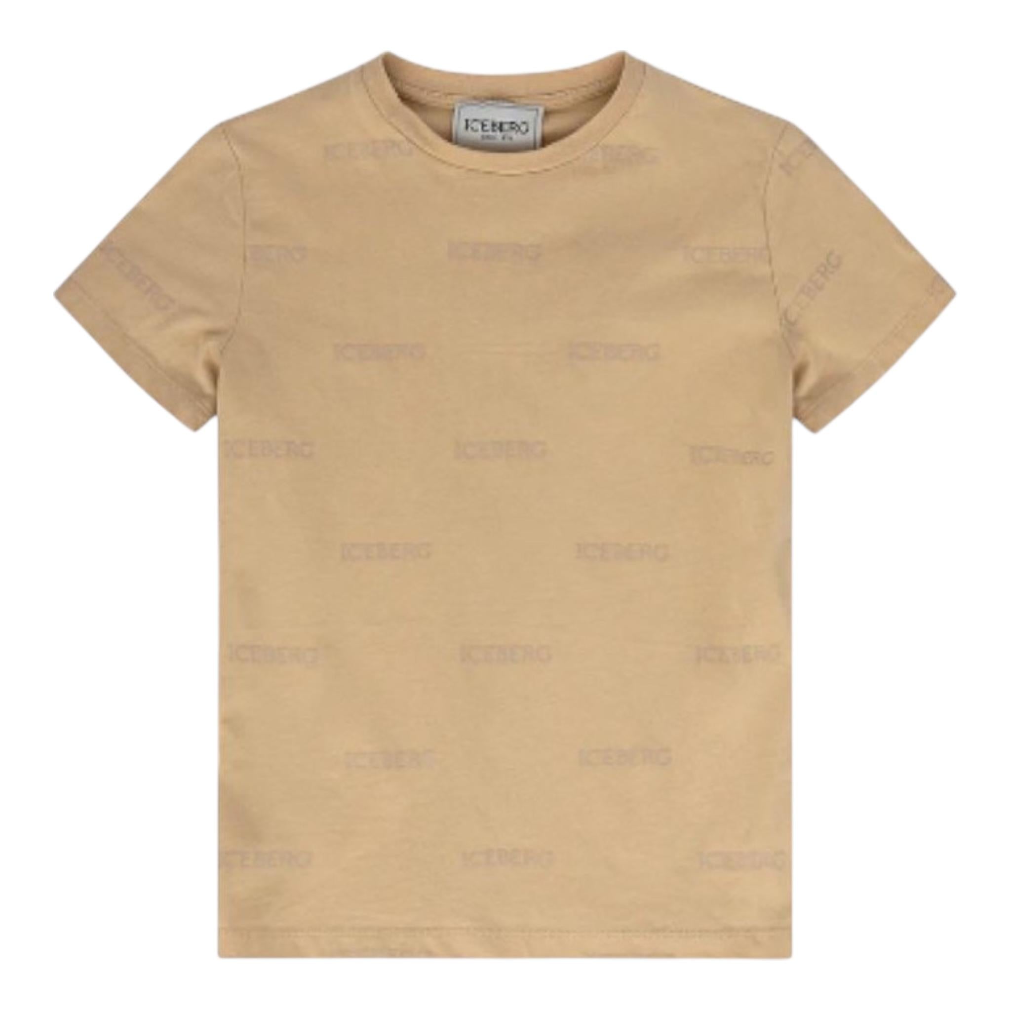 Iceberg T-Shirt Girocollo Tinta Unita con Stampa per Bambino TSICE5115J BEIGE ICEBERG 