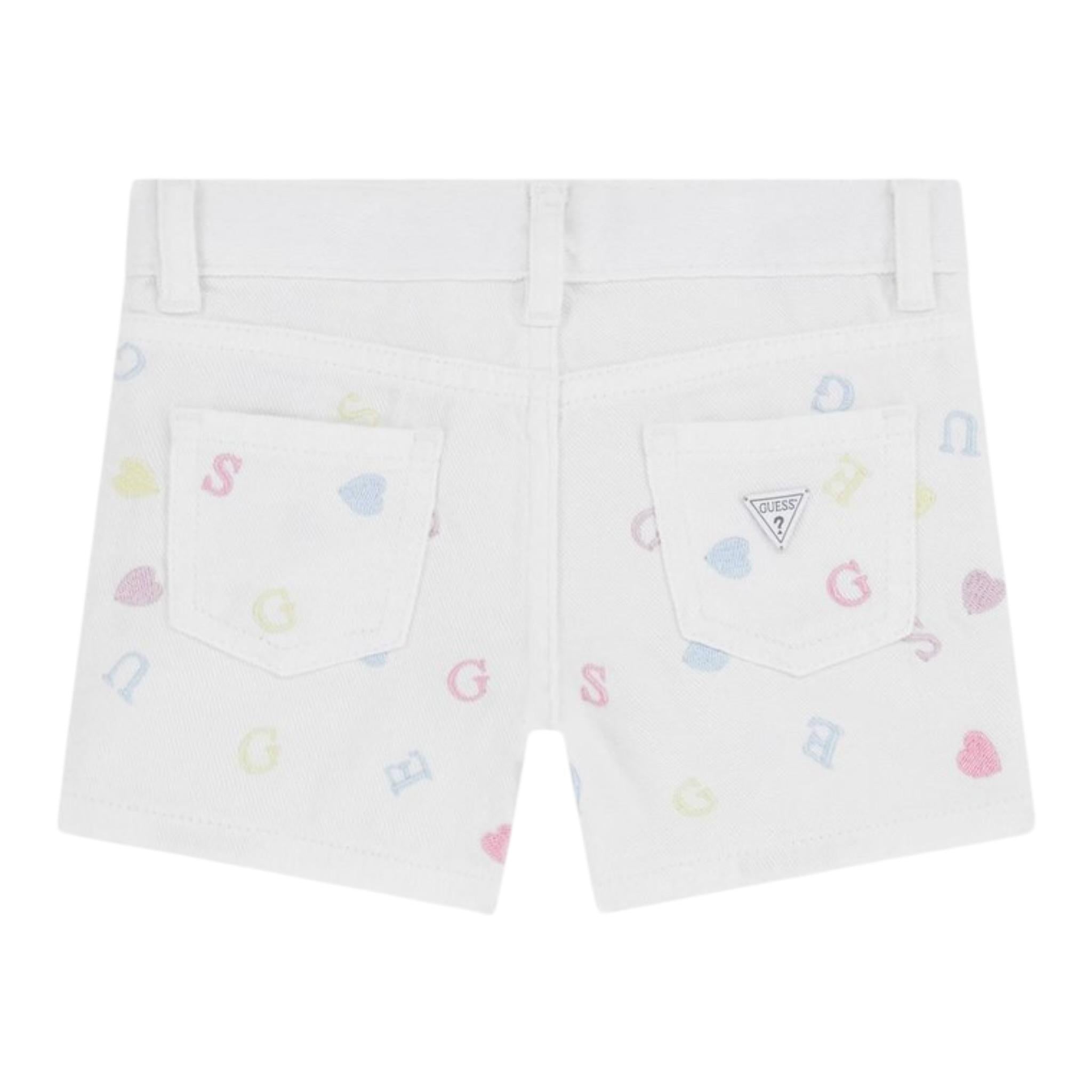 Guess Short Tinta Unita con Ricami per Neonata K5GD15WH630 BIANCO GUESS 