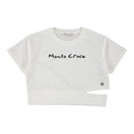 Manila Grace T-Shirt Girocollo Tinta Unita con Stampa per Bambina 148TMJS25 BIANCO MANILA GRACE 