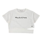 Manila Grace T-Shirt Girocollo Tinta Unita con Stampa per Bambina 148TMJS25 BIANCO MANILA GRACE 