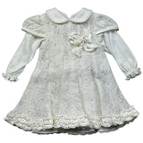 Aletta Abito Manica Lunga Tinta Unita con Ricami per Neonata RH99050 PANNA ALETTA 