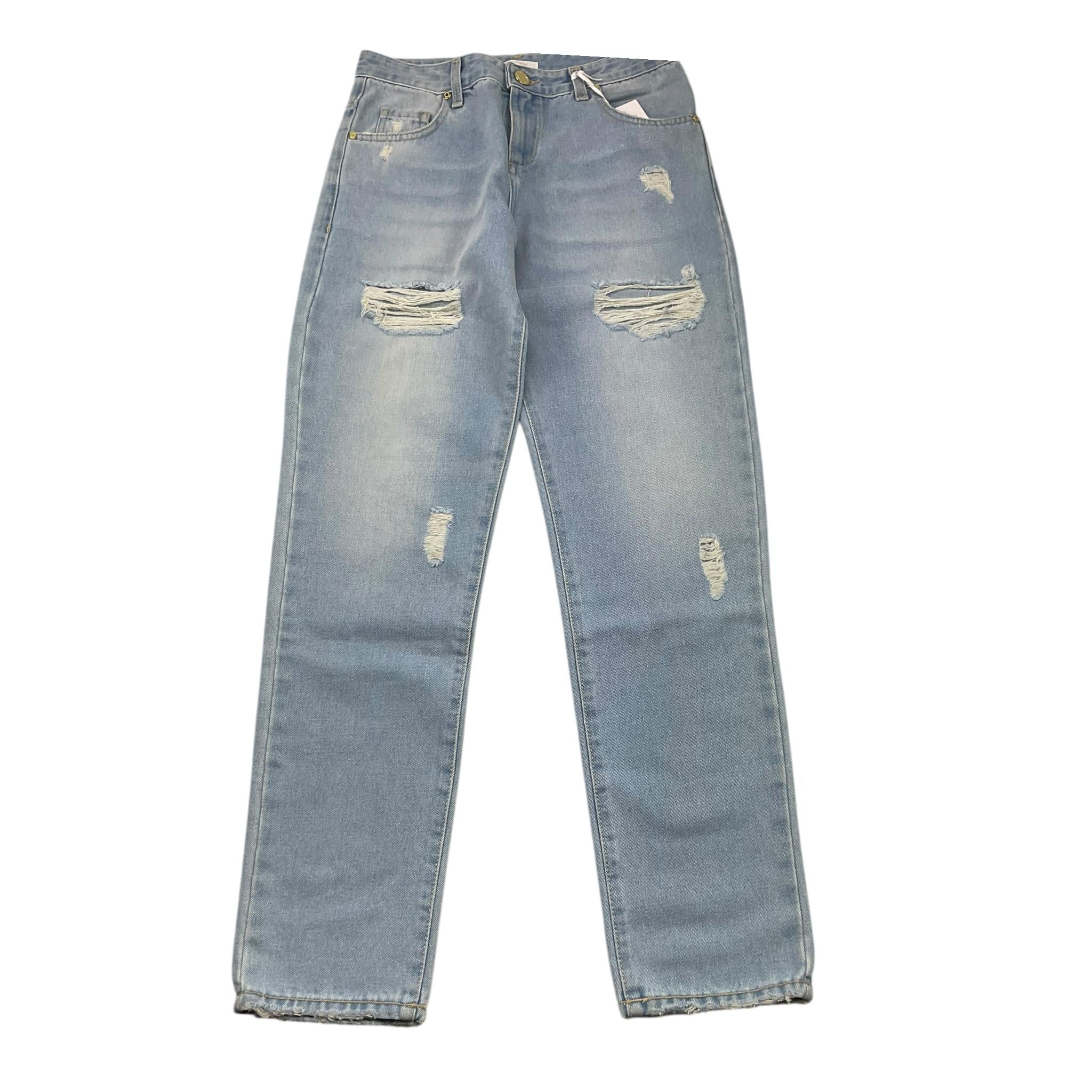 LU LU BY MISS GRANT jeans tinta unita con strappi Azzurro per Bambina LL0970 AZZURRO LU LU BY MISS GRANT 