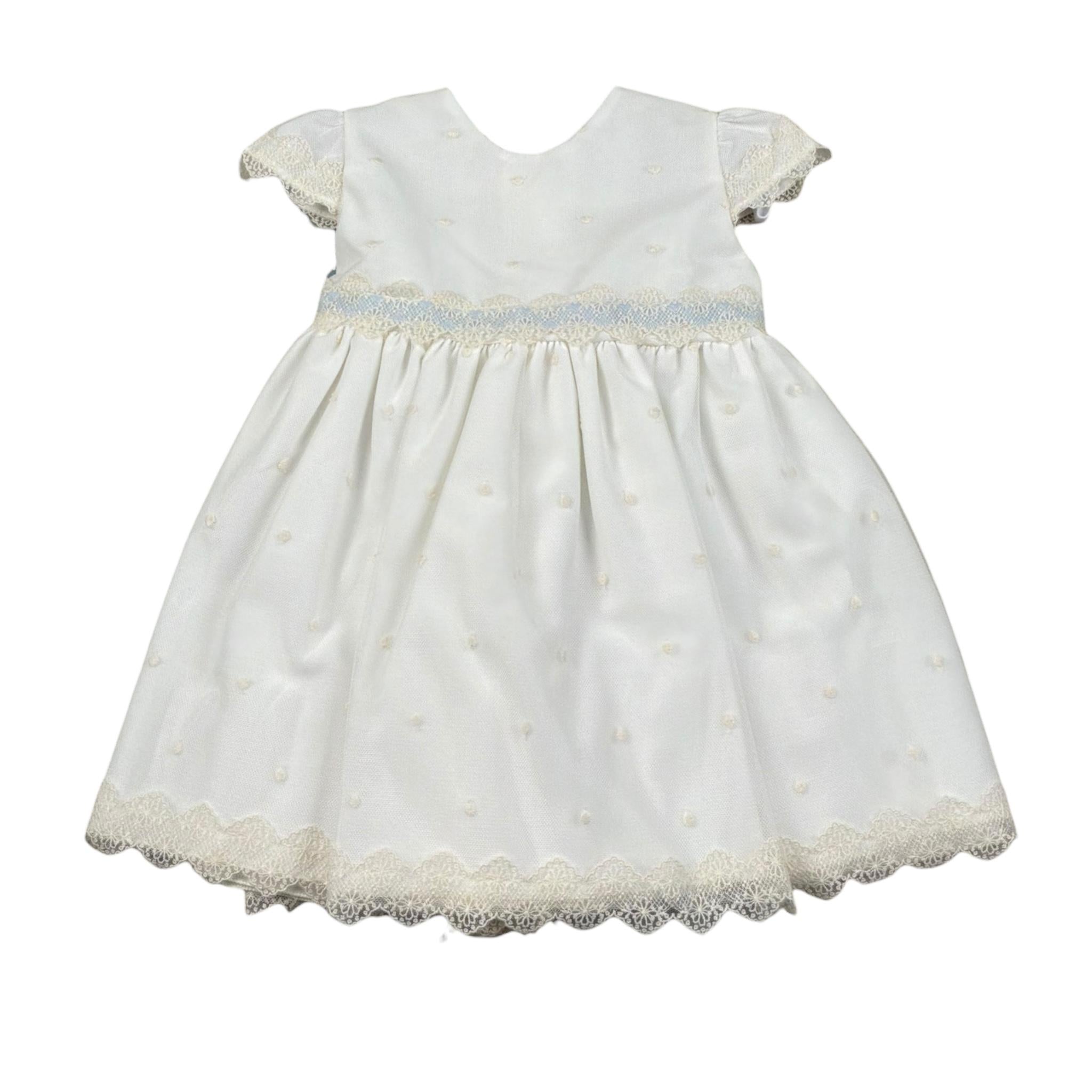 Artesania Infantil Abito Mezza Manica Tinta Unita con Cinturino per Neonata 454 BIANCO ARTESANIA INFANTIL 