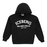 Iceberg Felpa Tinta Unita con Cappuccio E Stampa per Bambino MFICE5122J NERO ICEBERG 