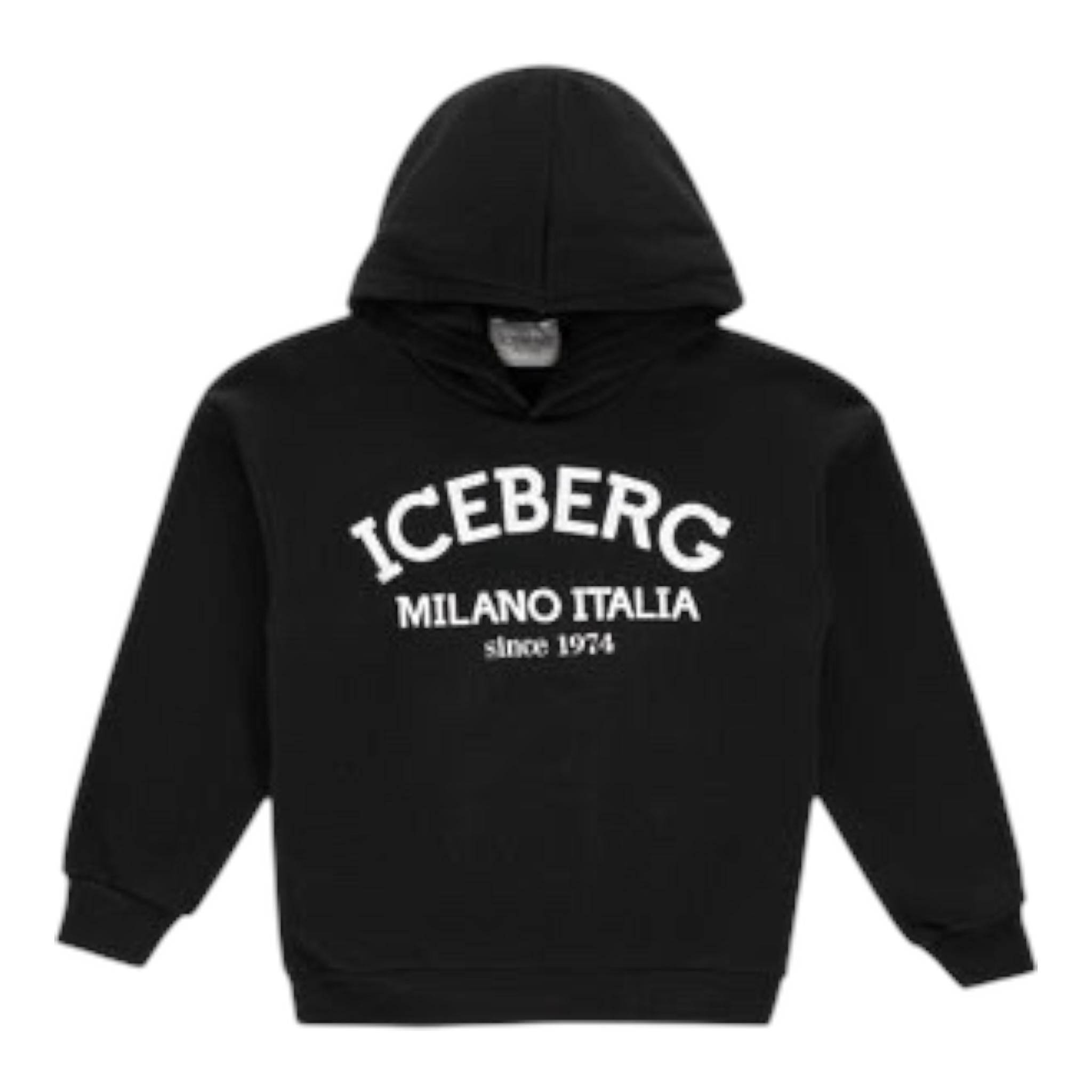 Iceberg Felpa Tinta Unita con Cappuccio E Stampa per Bambino MFICE5122J NERO ICEBERG 