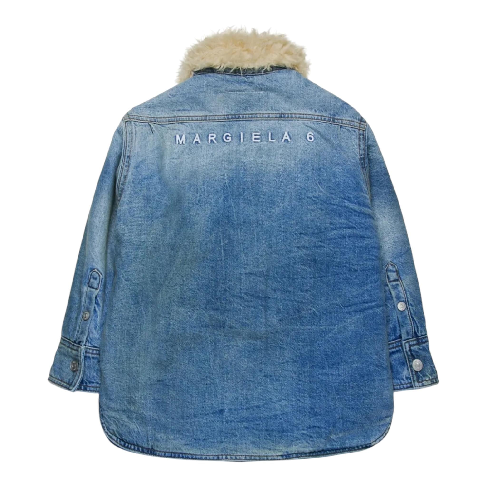 MAISON MARGIELA giubbino in denim tinta unita con pelliccia Azurro per Bambino M60617 AZZURRO MAISON MARGIELA 