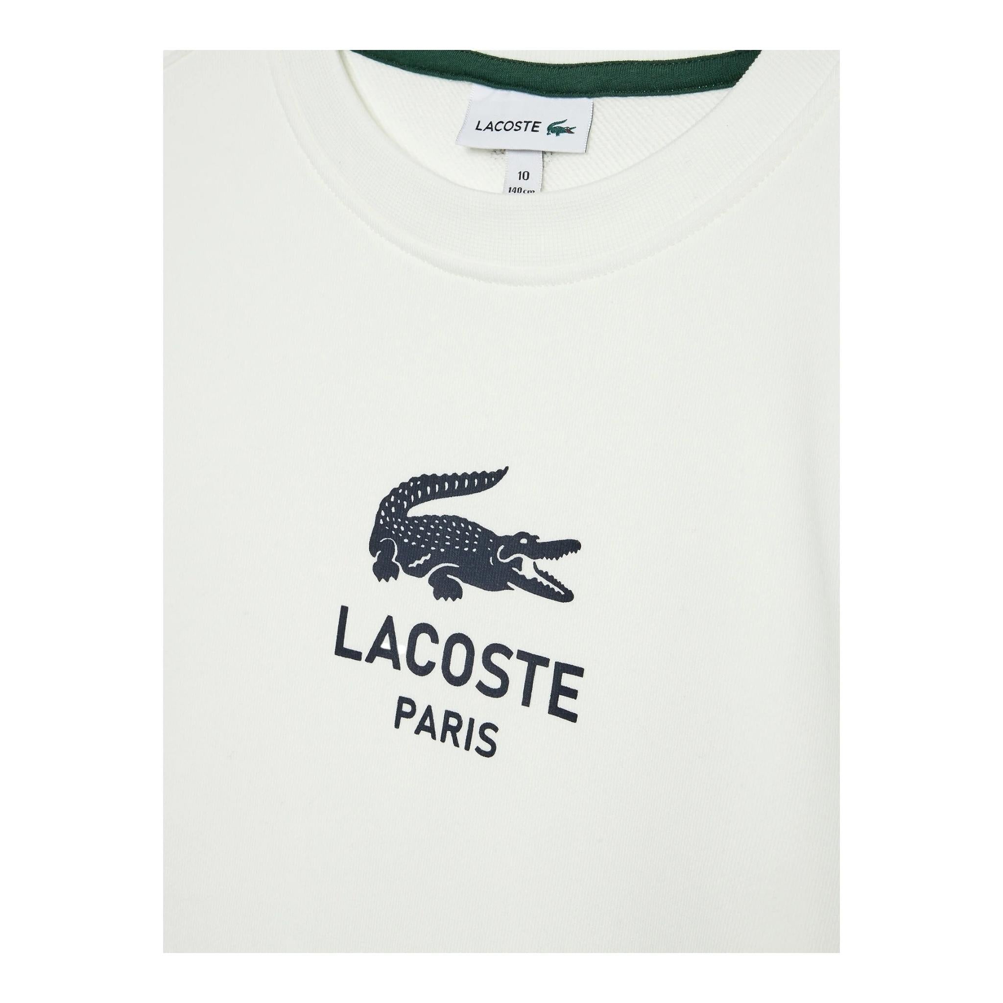 LACOSTE felpa chiusa girocollo tinta unita cn logo Panna per Bambino SJ3005 PANNA LACOSTE 