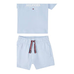 Tommy Hilfiger Completo 2 Pezzi T-Shirt-Bermuda Tinta Unita per Neonato KN0KN02047 AZZURRO TOMMY HILFIGER 