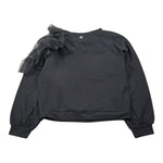 Please Felpa Tinta Unita con Tulle per Bambina LB03172G73 NERO PLEASE 